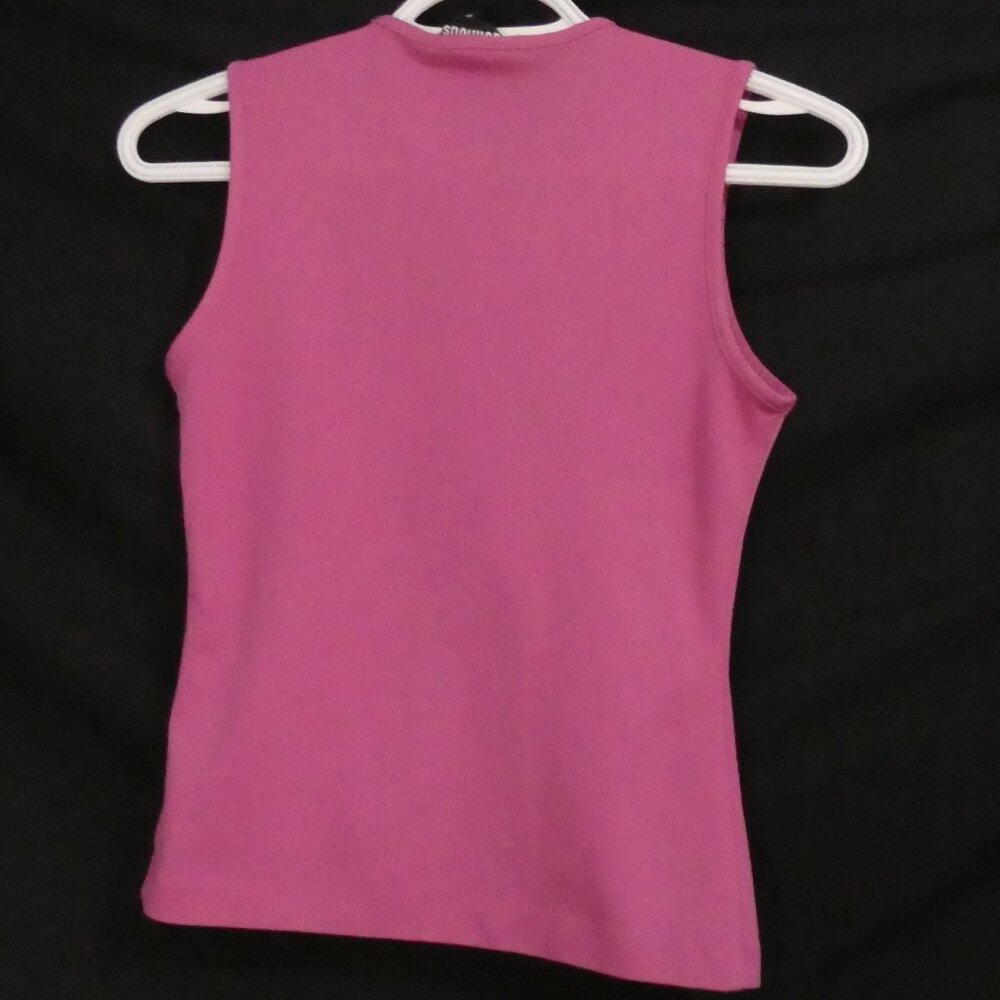 DOLLHOUSE size small Pink Polyester Tank Top Made In The USA With Cat Face Front - Picture 3 of 14